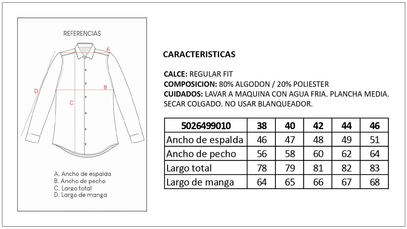 Tabla de Talles Camisa de Vestir Rayada Britches